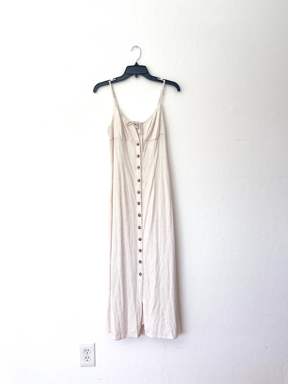 The Workshop Cream Tie Front Button Down Midi Dress